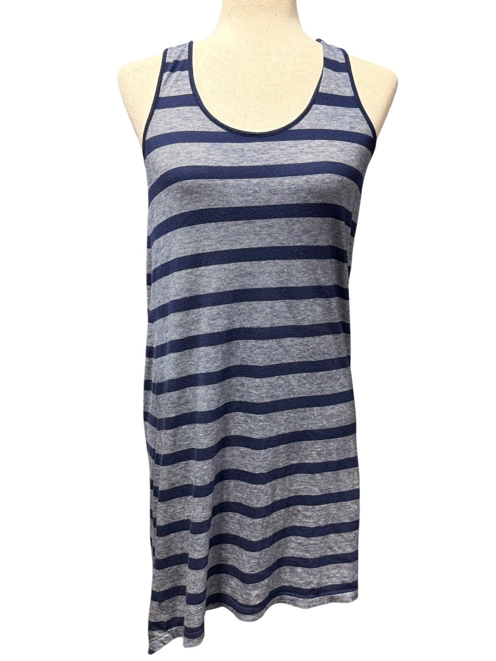 Lilla P Striped Racerback Tank Dress Size S Lightweight Soft Navy Pima Cotton